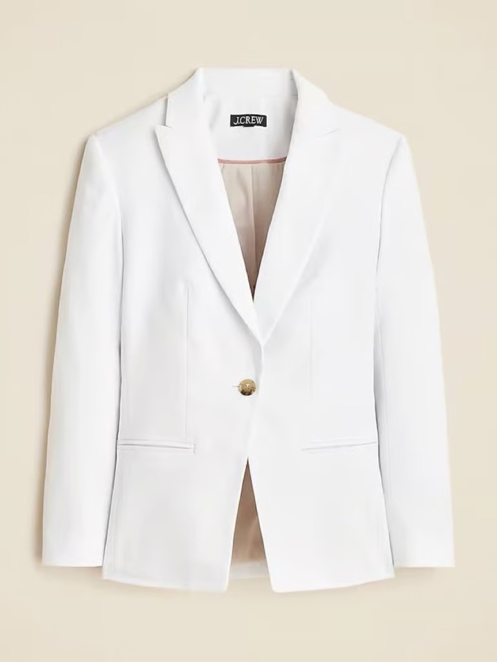 J. Crew White Single-Button Notch Lapel Blazer